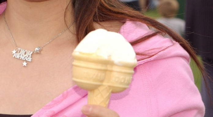 Woman holding an ice cream cone