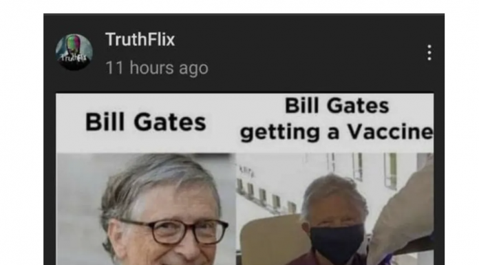 Bill Gates with and without a face mask