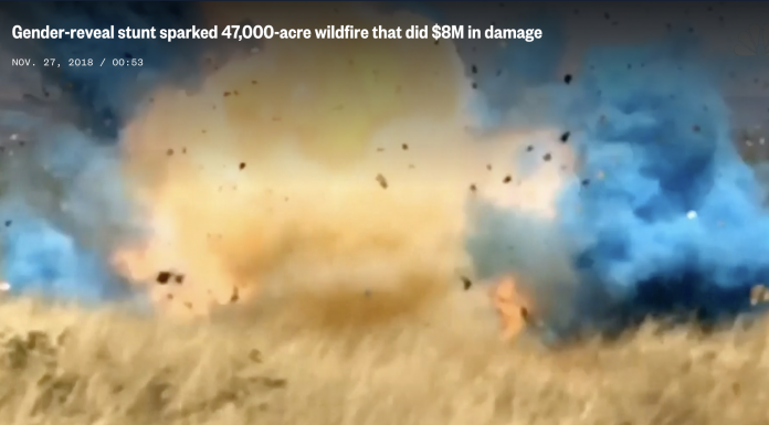 Video released by the U.S. Forest Service showed the explosion at a gender-reveal party that led to the so-called Sawmill wildfire in April 2017.