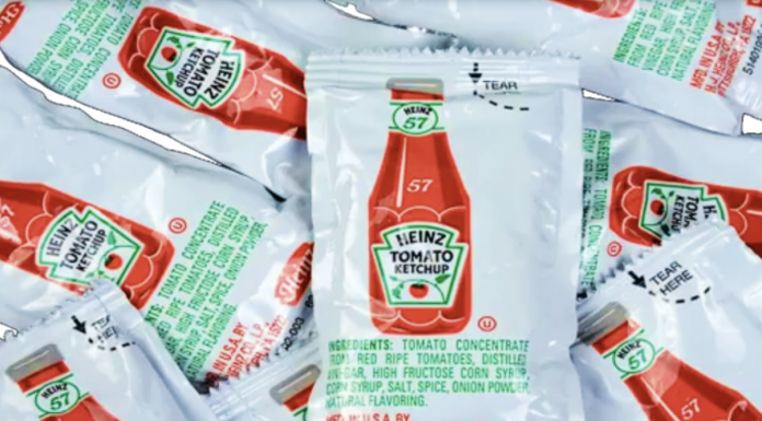 Ketchup packets / IMAGE: Krista Johnson via YouTube
