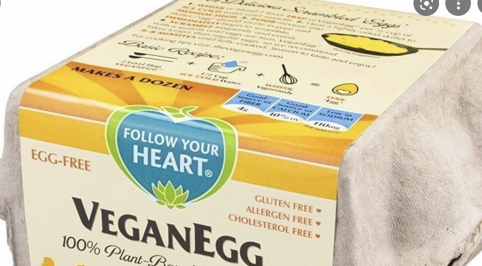 Egg-free eggs. The lead ingredient is algae.