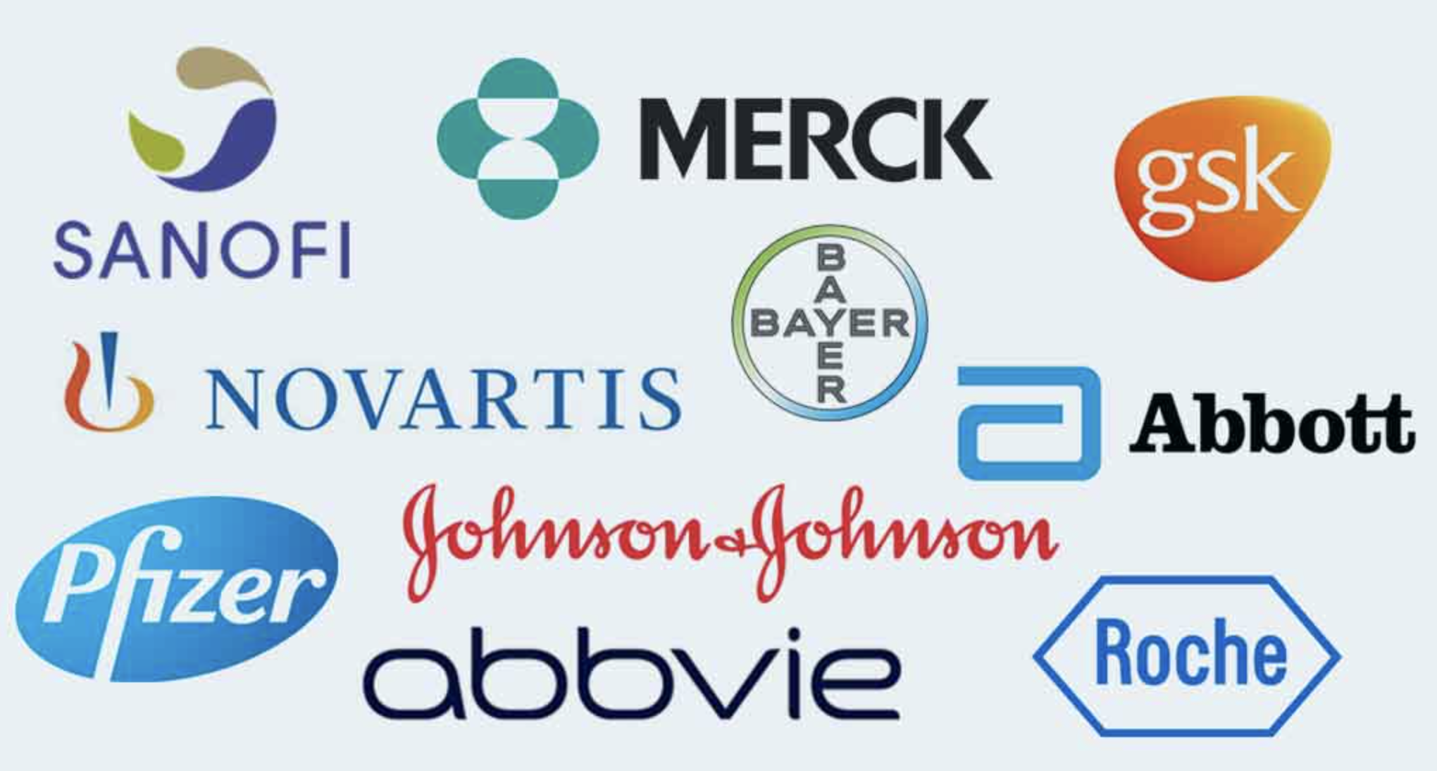 Logos of major pharmaceutical companies