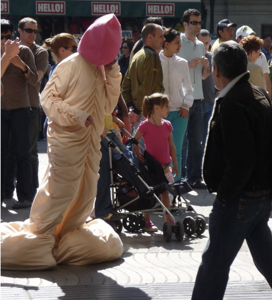 Person in a penis costume