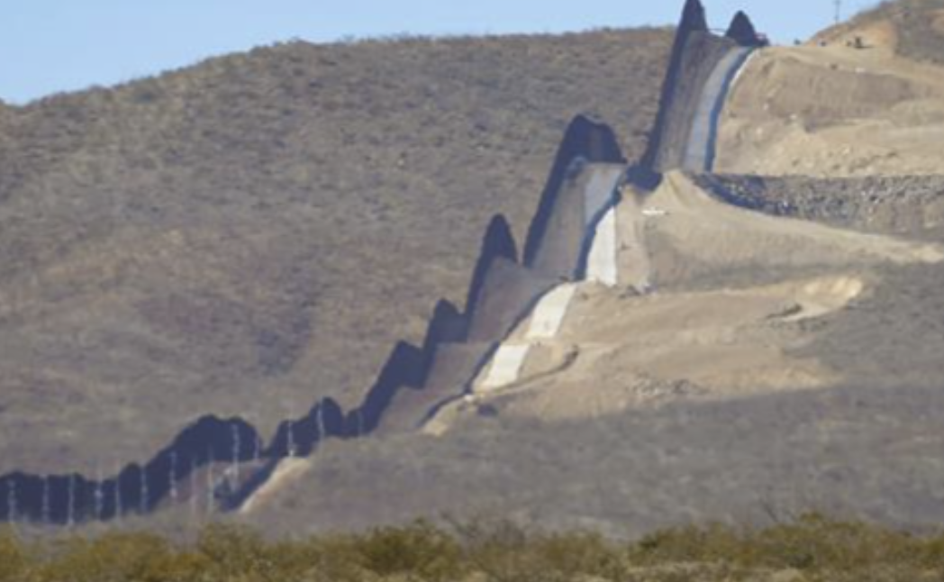Newly erected border wall separating Mexico, left, and the United States