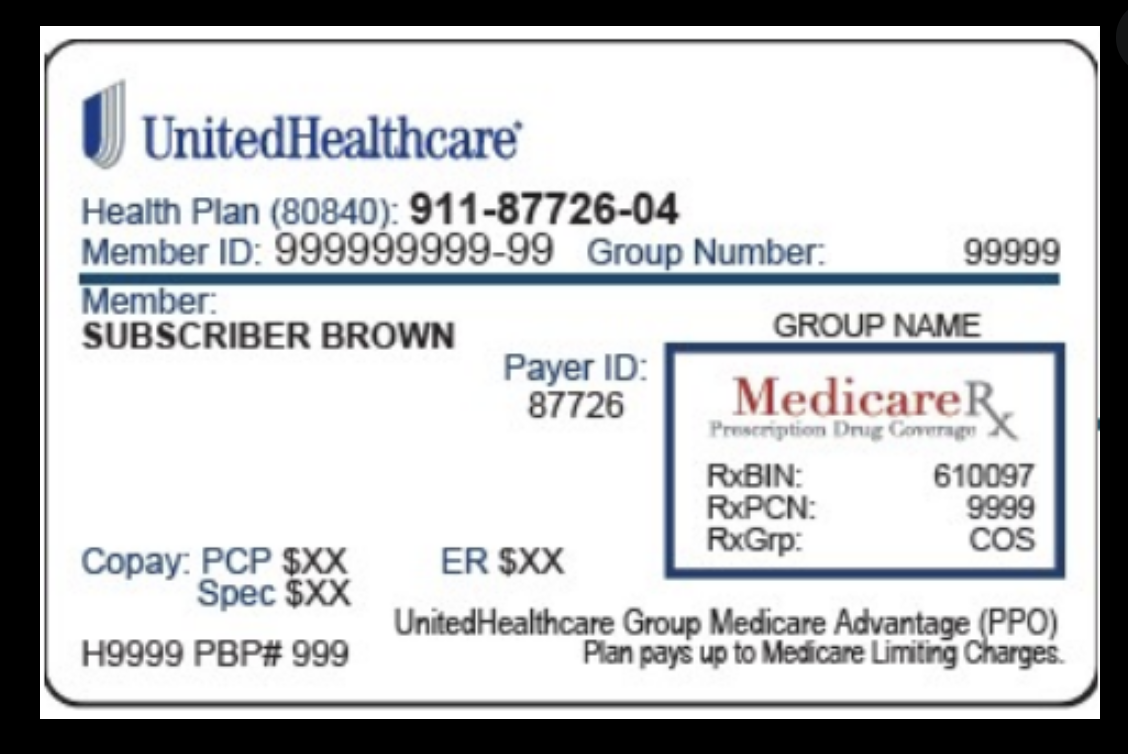 Sample Medicare Advantage membership card