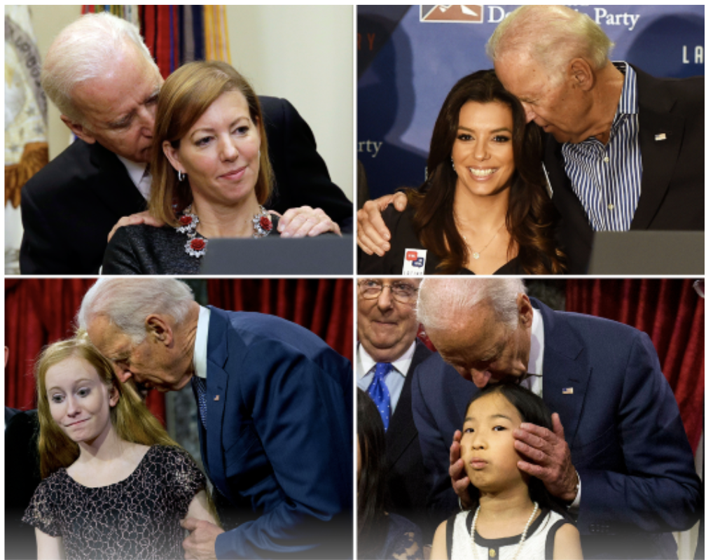 Joe Biden sniffing women's hair in public