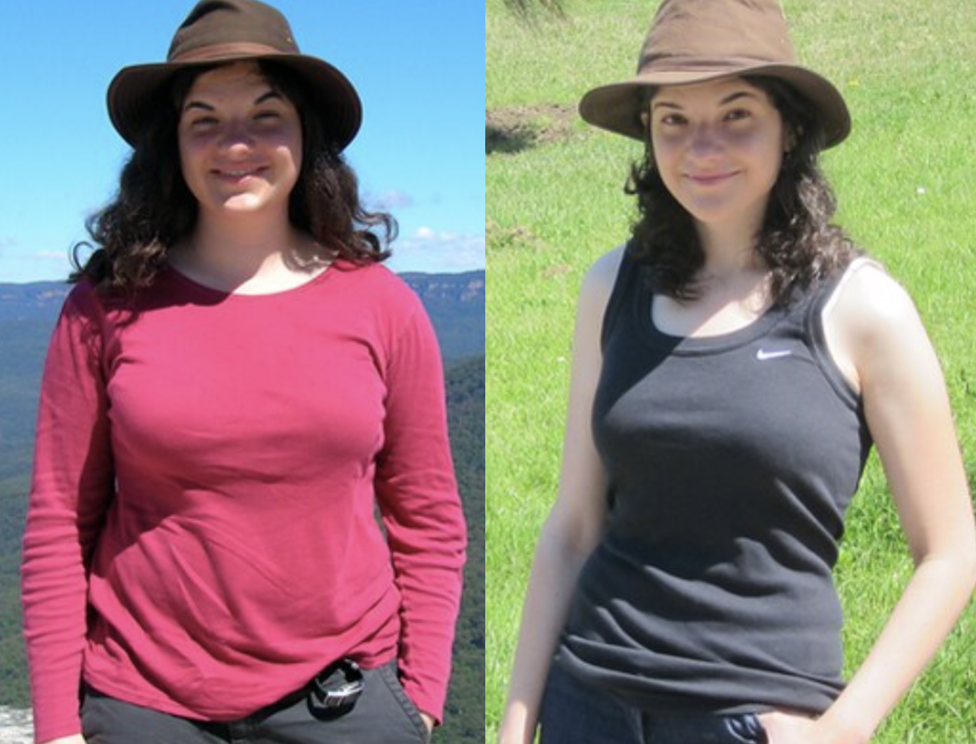 Before and after pictures of a woman who lost weight