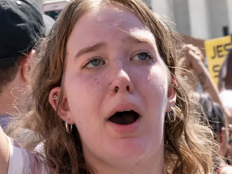 Abortion-rights activist protests outside the Supreme Court in Washington, DC on June 25, 2022.