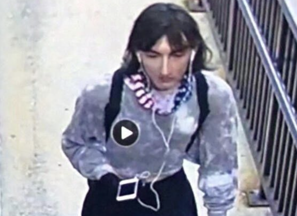 A still image from surveillance footage shows a person who police believe to be Robert (Bob) E. Crimo III, a person of interest in the mass shooting that took place at a Fourth of July parade route in the Chicago suburb of Highland Park, Illinois, U.S. dressed in women's clothing on July 4, 2022.