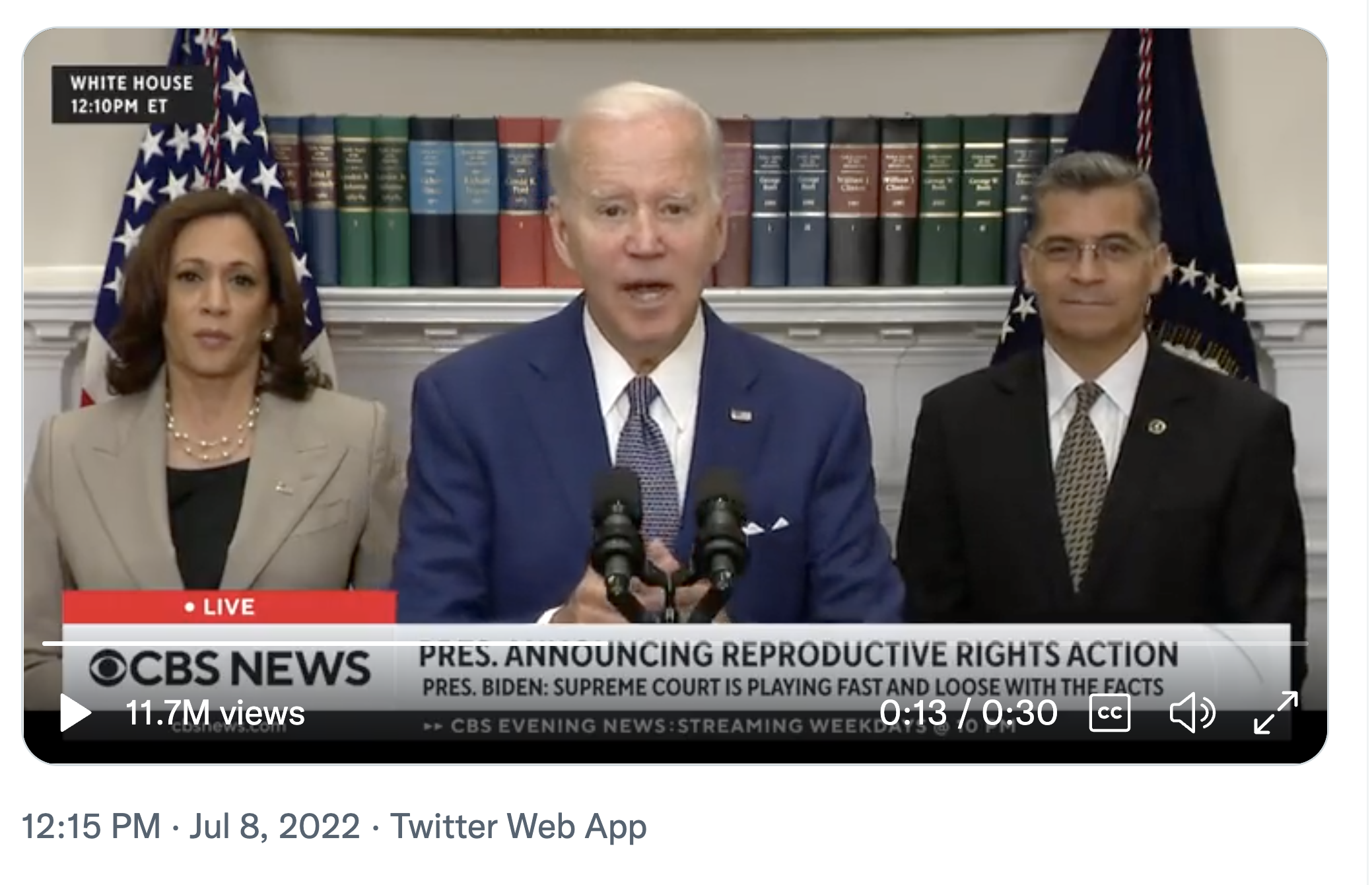 Screenshot, President Biden speaking