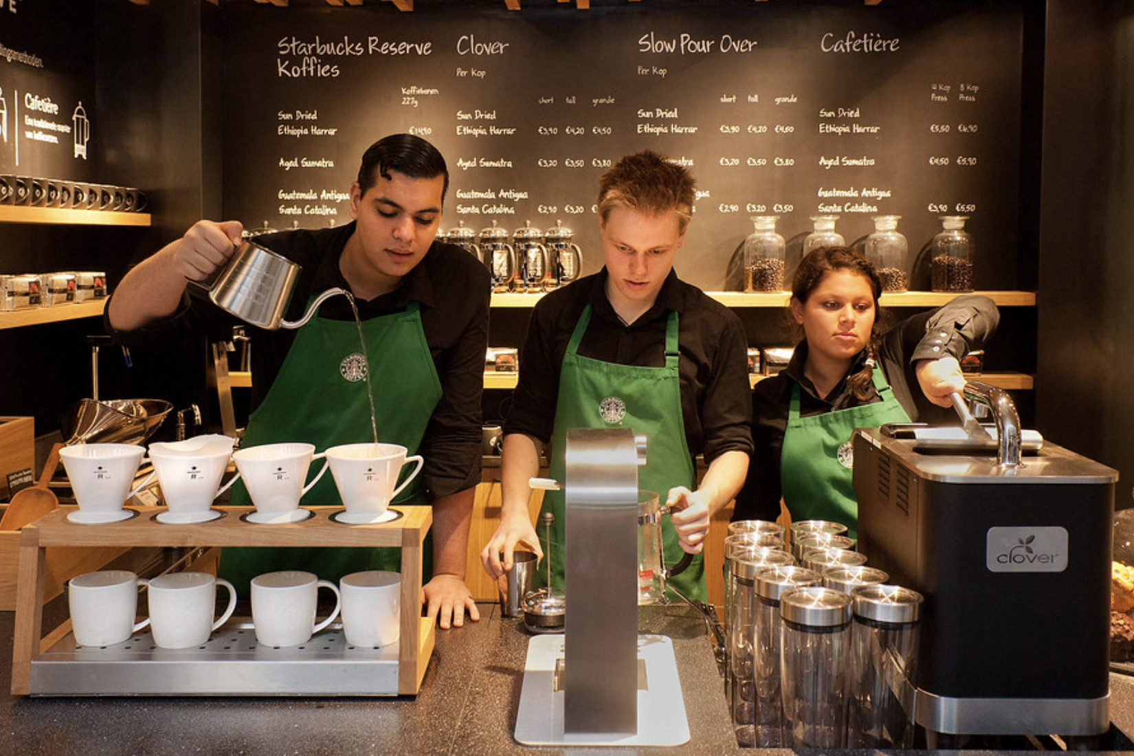 Three Starbucks workers