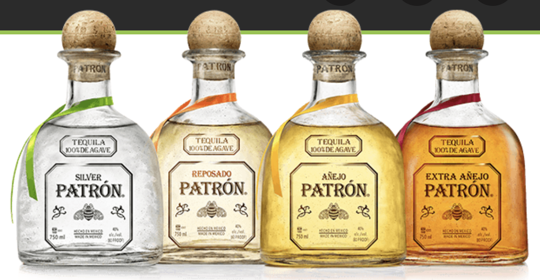 Four types of Patron Tequila