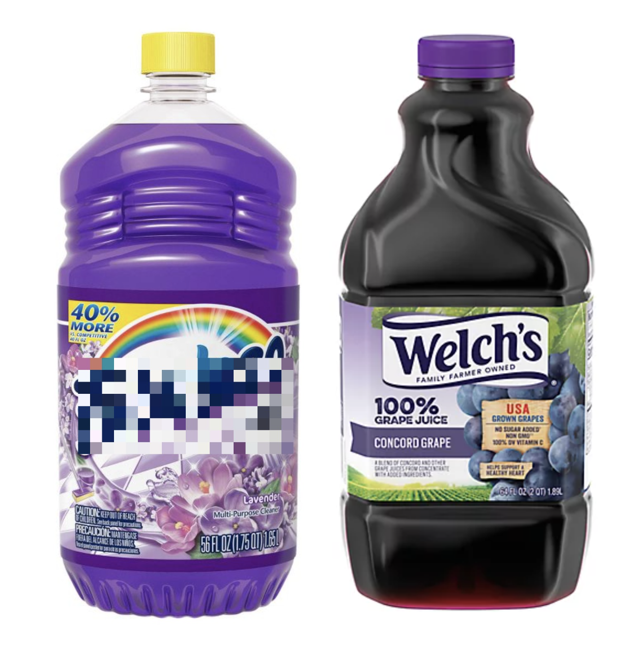 LEFT: All Purpose Cleaner Lavender - 56 Fl. Oz. | RIGHT: Welch's 100% Concord Grape Juice - 64 Fl. Oz.