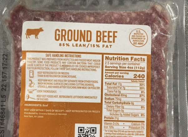 Ground beef from HelloFresh meal kit