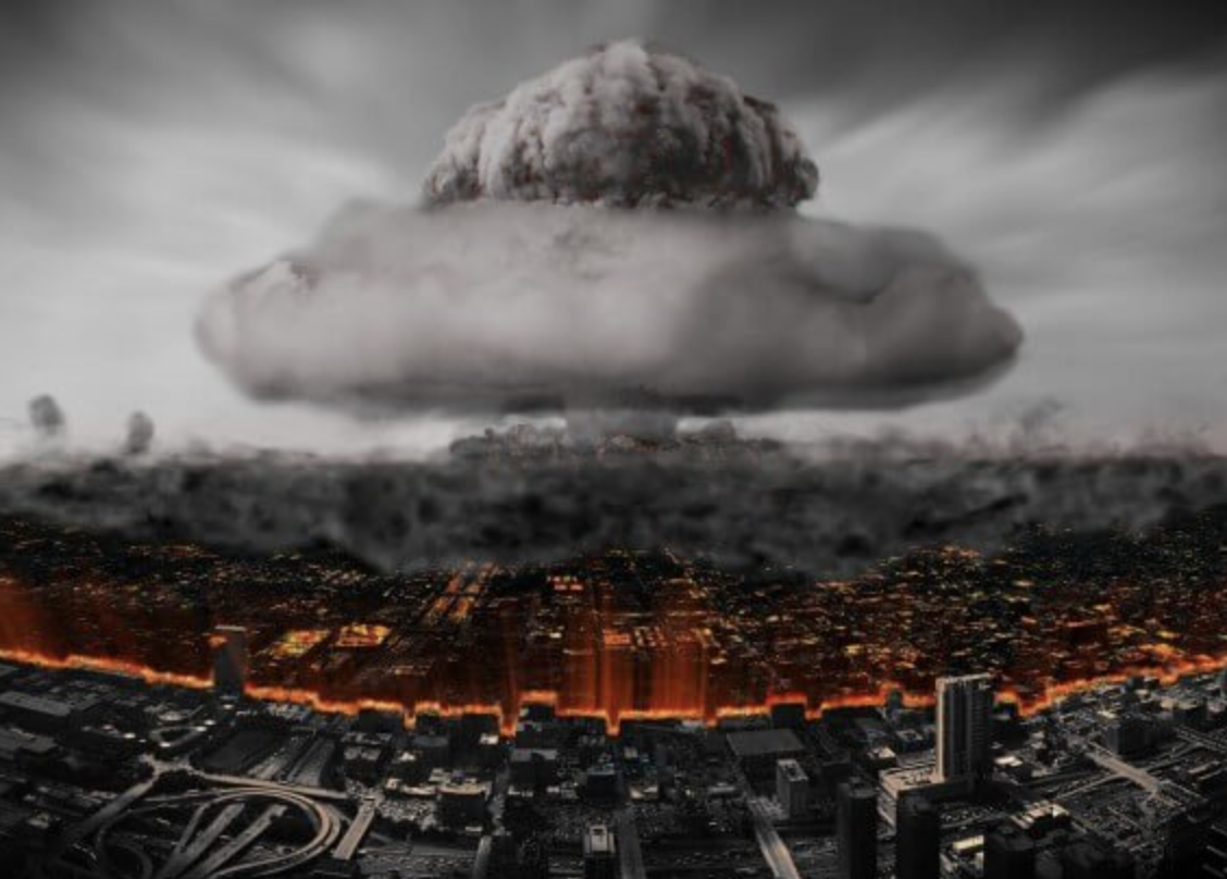 Nuclear Mushroom Cloud depicting what happens if a nuclear bomb explodes in a city.