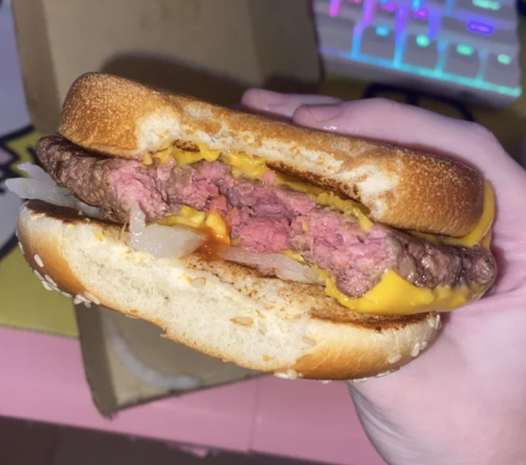 Undercooked McDonald's burger