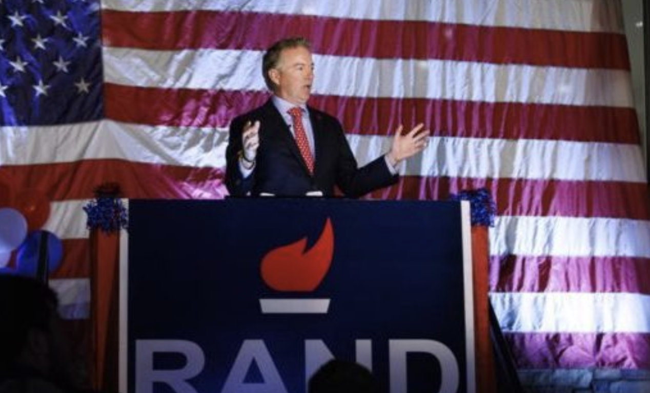 Sen. Rand Paul, R-Ky, gives a victory speech. / PHOTO: AP