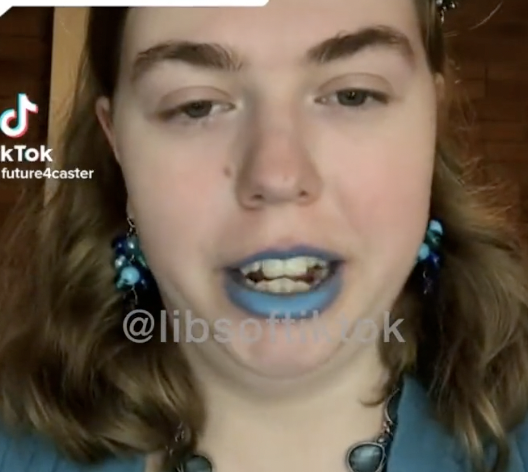 Person wearing blue lipstick claims to be 'trisexual'
