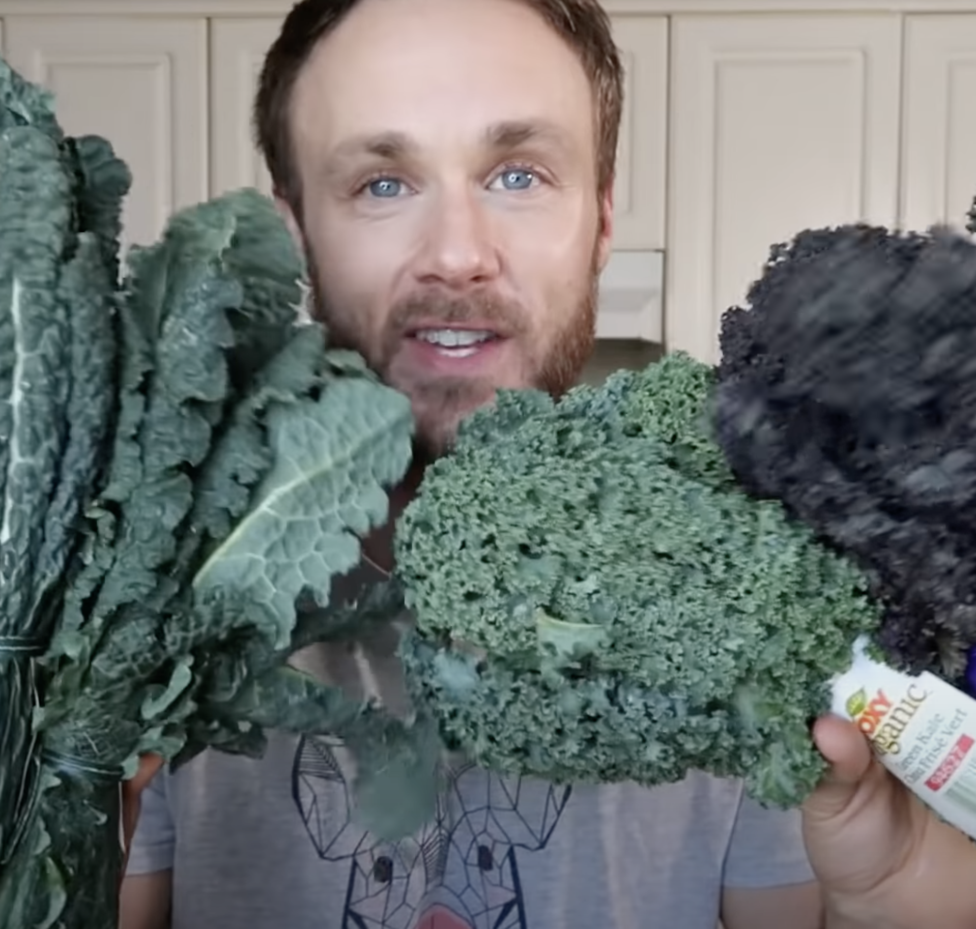 Man promoting kale on YouTube