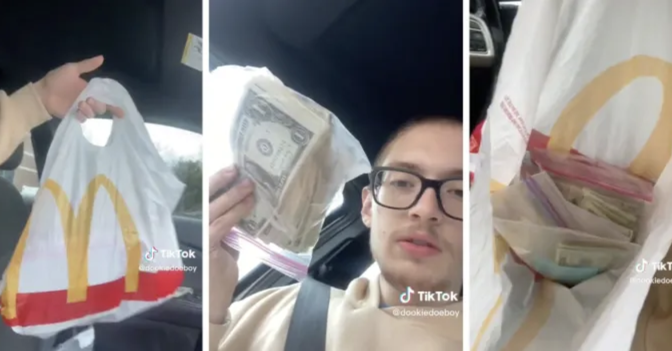 A TikToker said he returned a bag of money to McDonald's in a video viewed 1.9 million times.