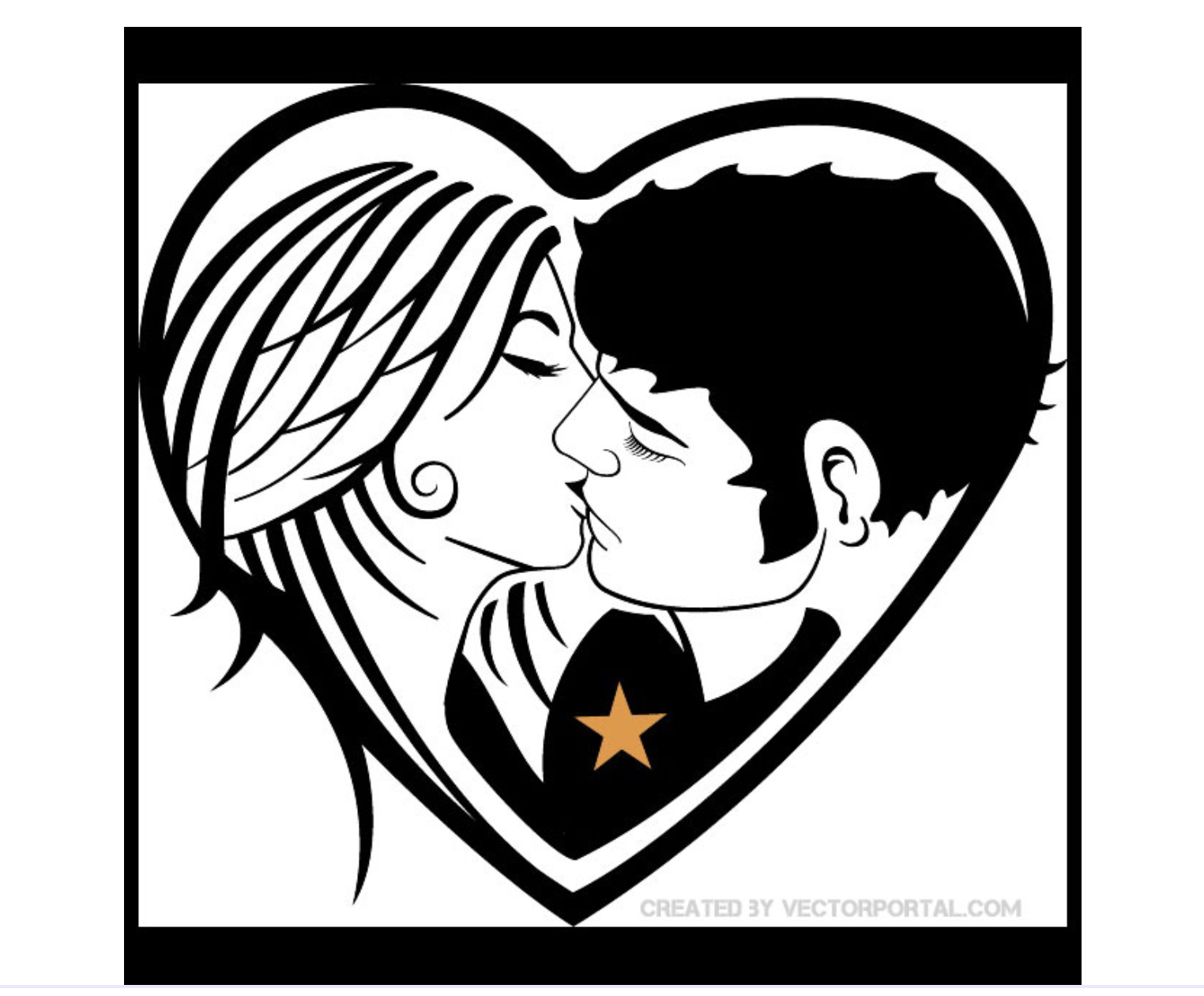 Illustration of a couple kissing