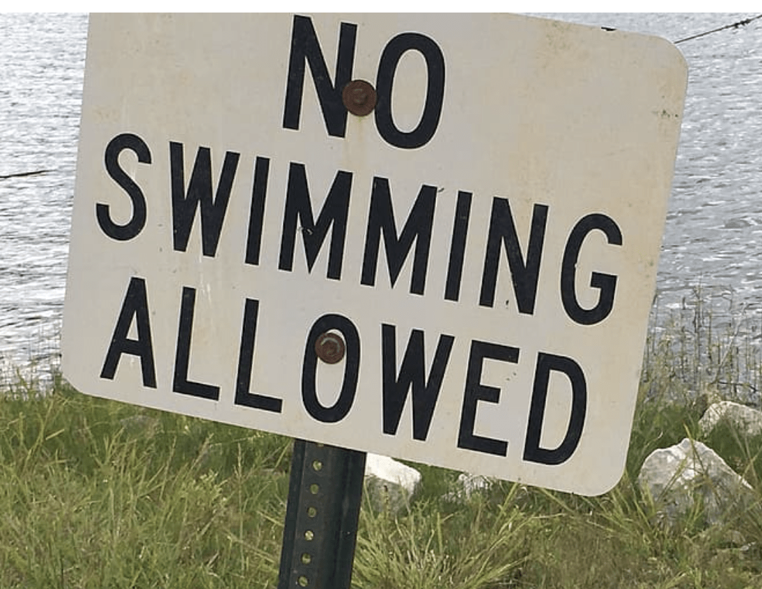 No swimming sign at Oklahoma lake