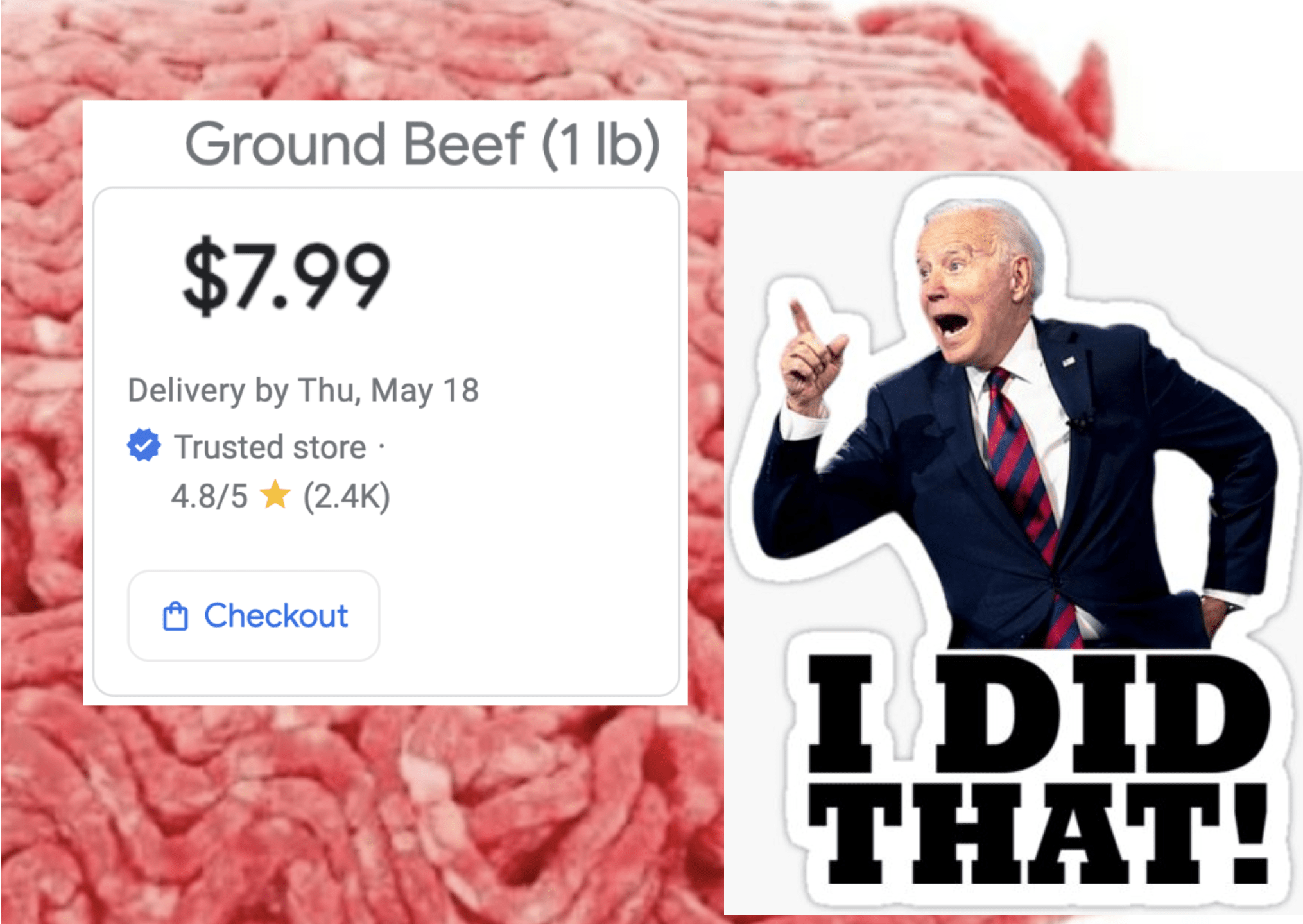 Biden pointing to $7.99 per pound ground beef price with 