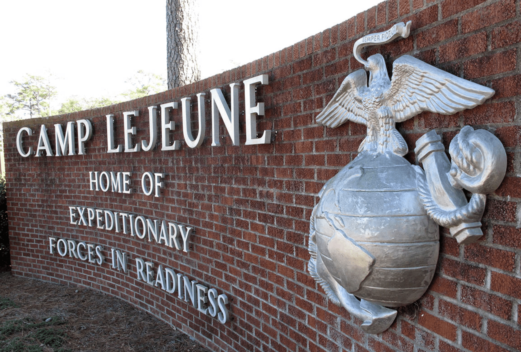 The entrance to Marine Corps Base Camp Lejeune in North Carolina.