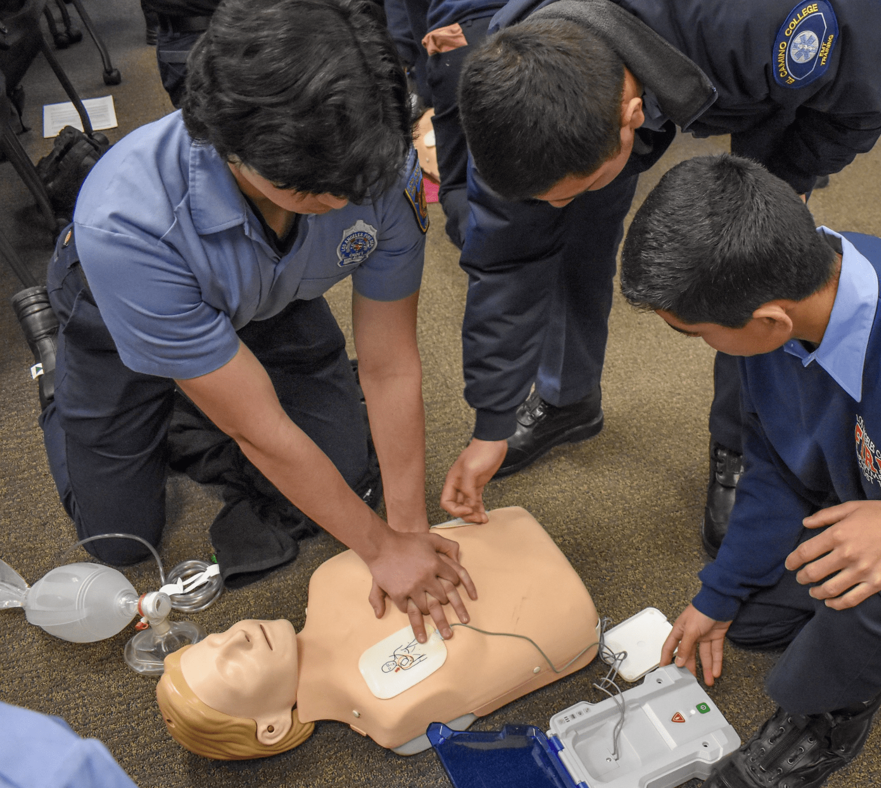 Fire department cadets are trained and tested on CPR