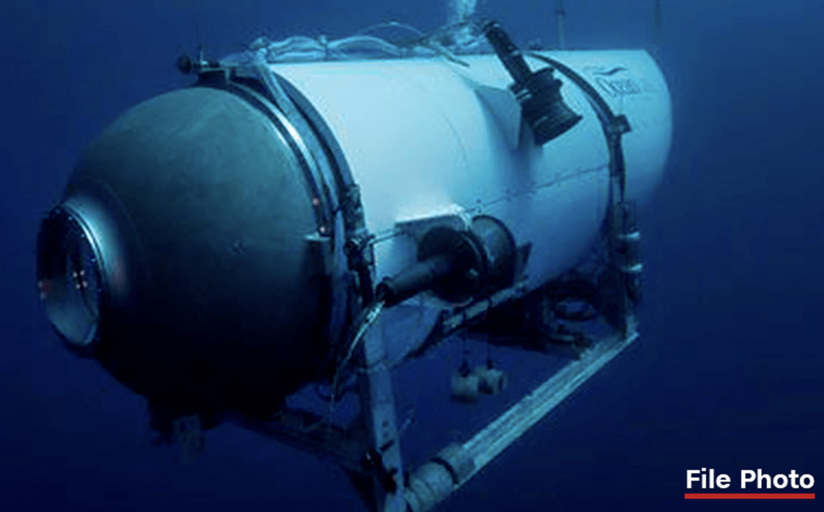 This undated photo provided by OceanGate Expeditions in June 2021 shows the company's Titan submersible. OceanGate Expeditions/AP