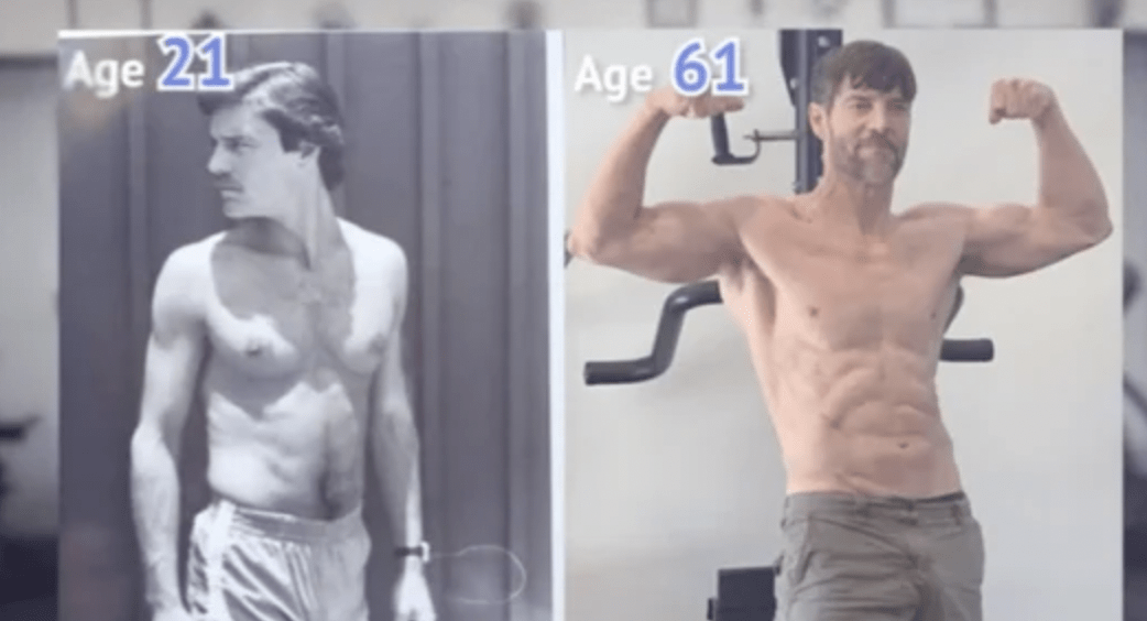 A fit man at ages 21 and 61