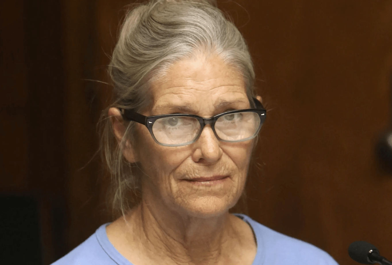 Leslie Van Houten attends her parole hearing at the California Institution for Women Sept. 6, 2017, in Corona, Calif.