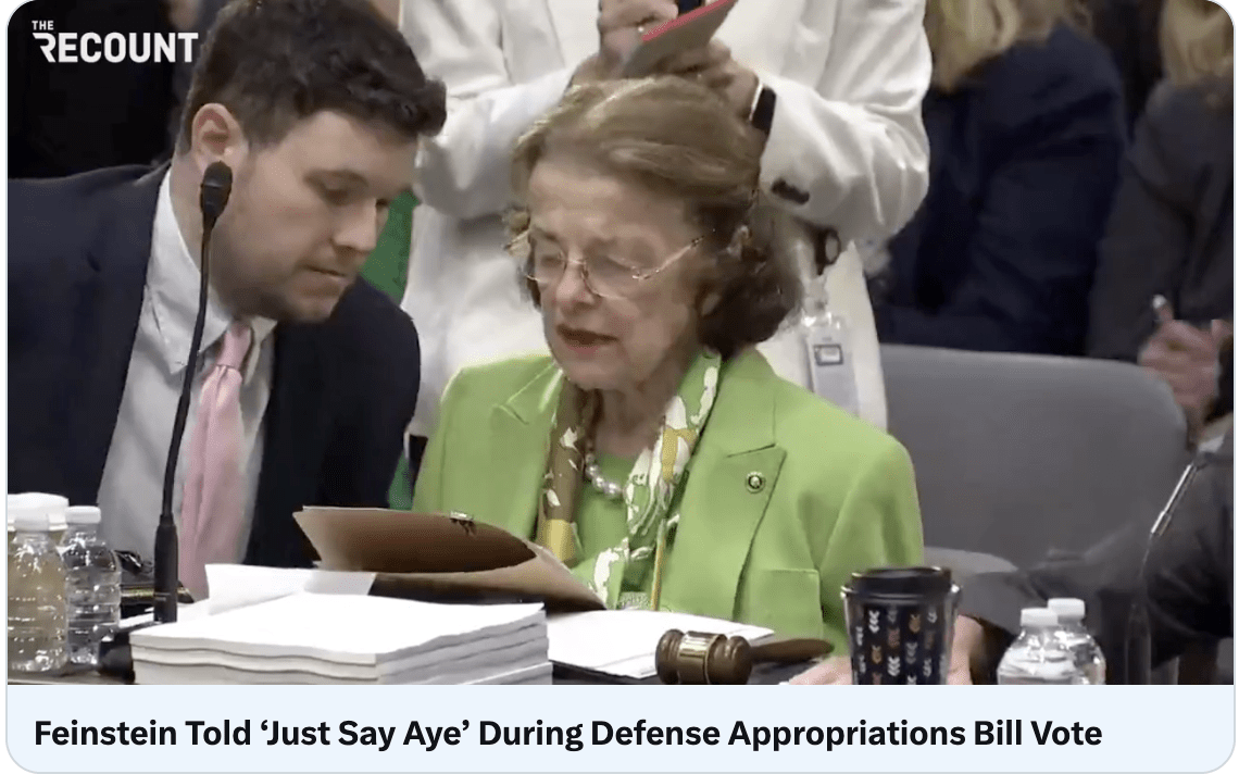 Feinstein Told ‘Just Say Aye’ During Defense Appropriations Bill Vote