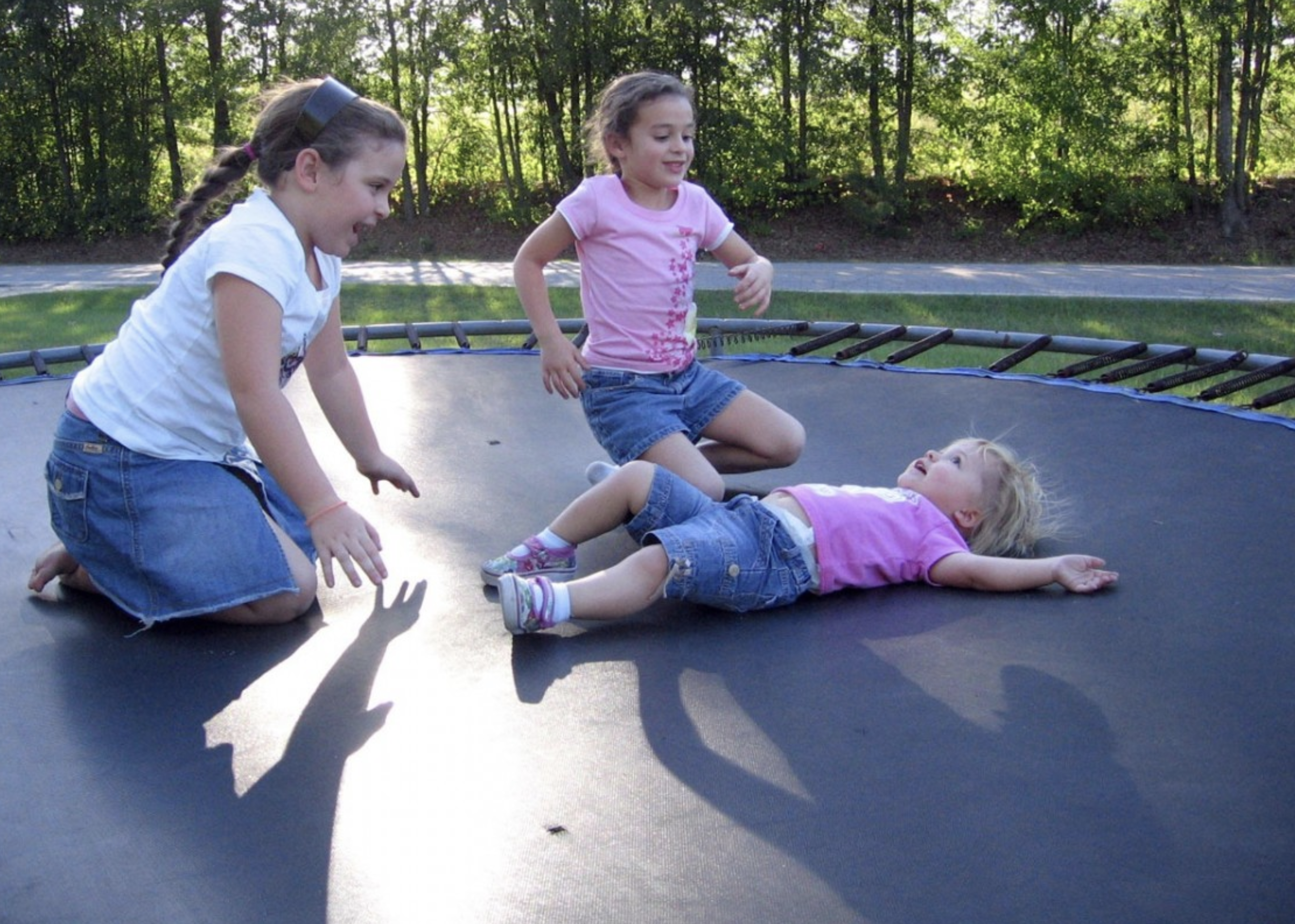 Children on a trampoline
