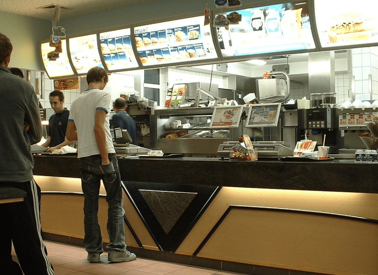 Service counter of a McDonald's restaurant
