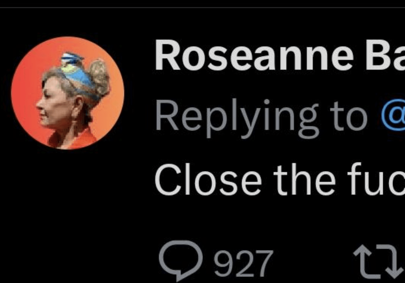 Partial view of Rosanne Barr tweet