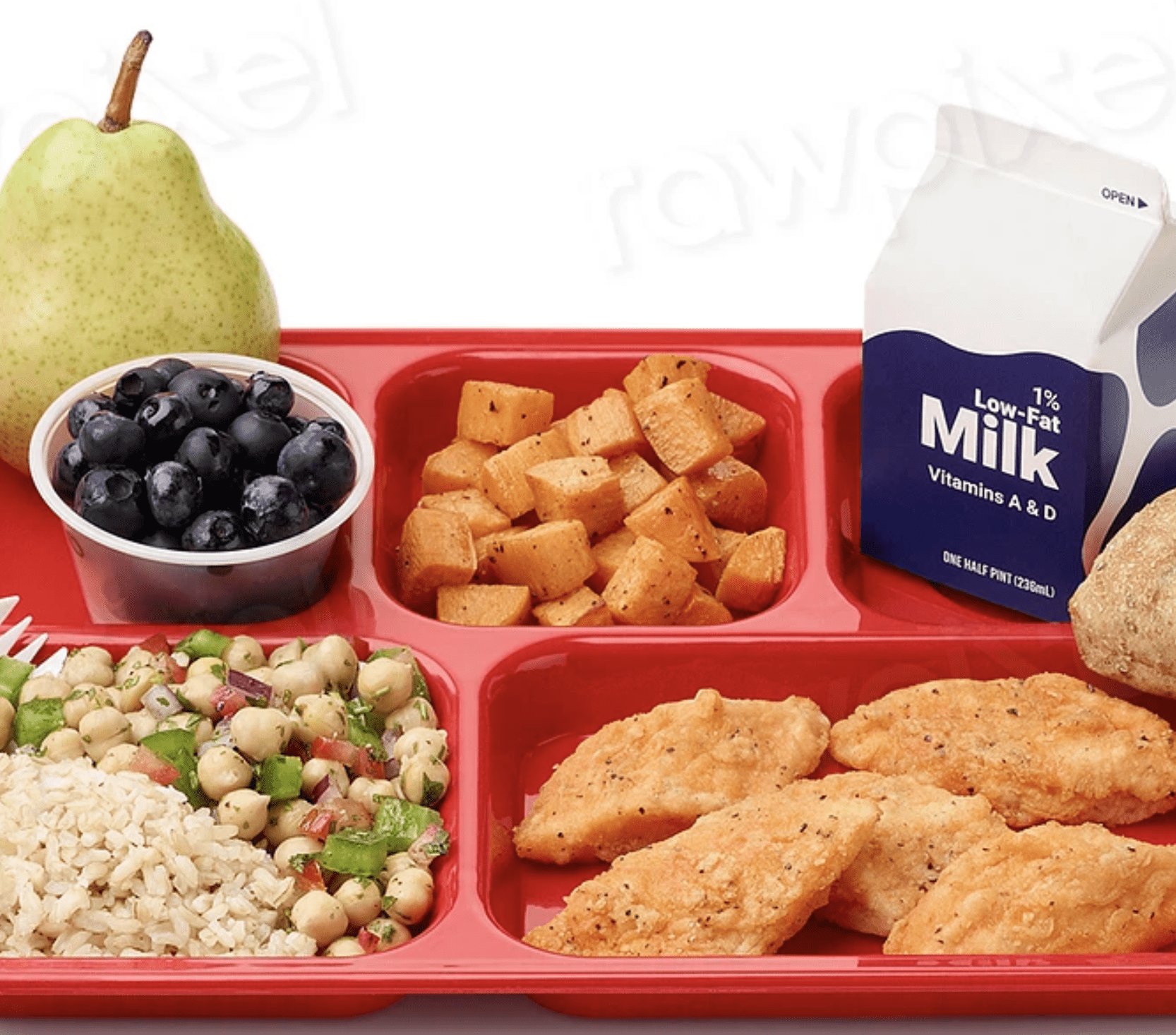 A school lunch tray