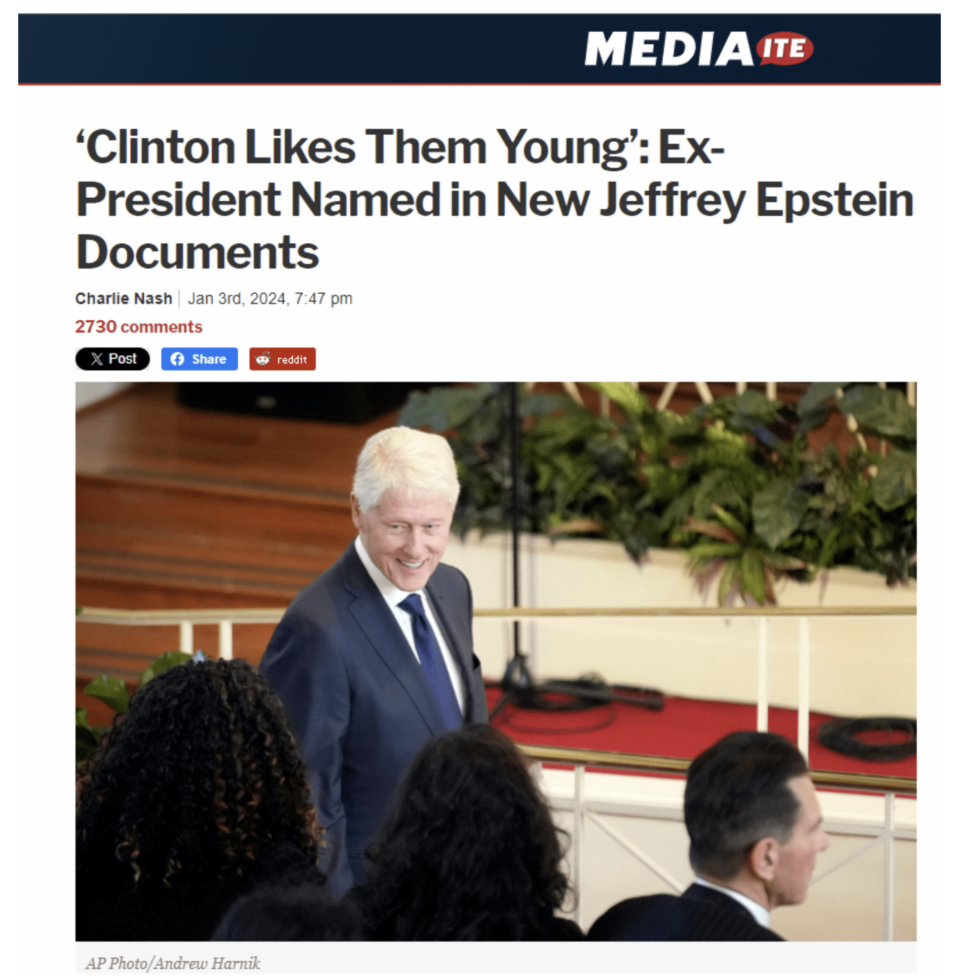 Media-Ite screenshot, Bill Clinton